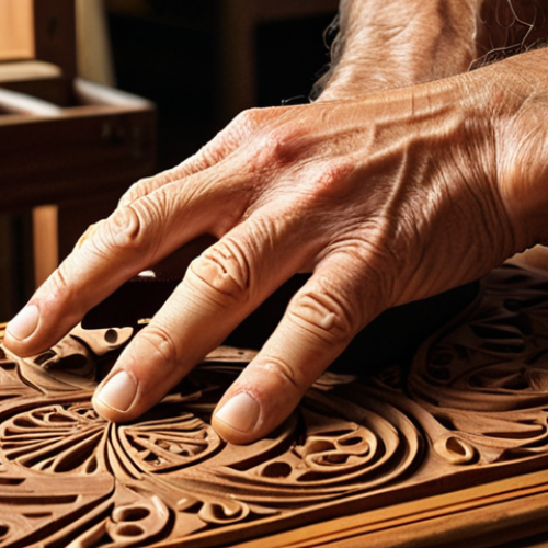 Home 4 Image Prompt: The Essence of Craftsmanship**
A close-up, highly detailed shot of a master artisan's hands meticulously working on a luxurious high-end furniture piece, showcasing the intricate processes of both fine wood carving and supple leather stitching. The scene is set in a sunlit, sophisticated workshop, emphasizing the rich textures of rare materials, the precise joinery, and the timeless elegance of handcrafted quality. The atmosphere conveys dedication, artistic precision, and the unique value of a piece created as a living work of art.
**
