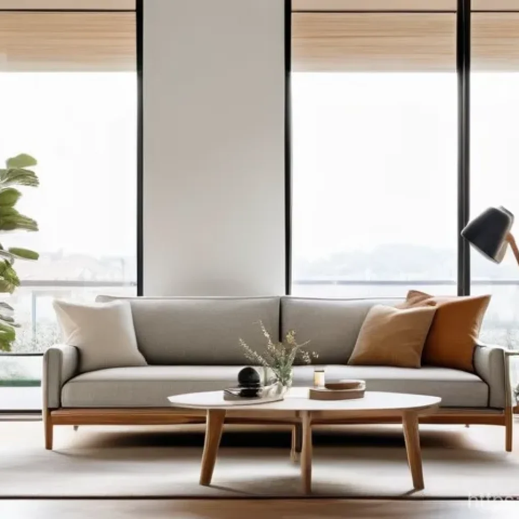 미니멀리즘 인테리어 스타일 - **"Hyper Analogue" Living Space:**
A sophisticated living room designed with "Hyper Analogue" mi...