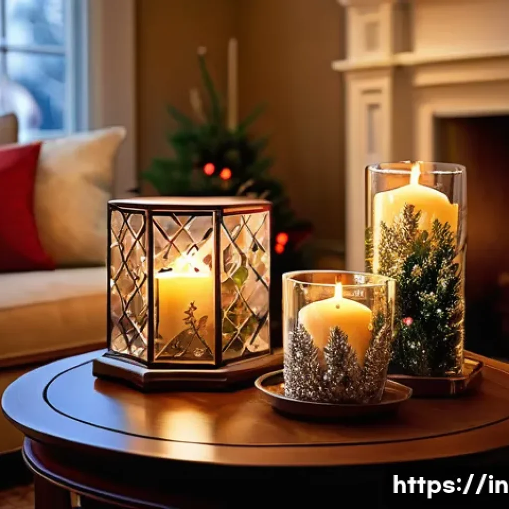 홈 인테리어 스타일링 클래스 - **Image Prompt 1: Cozy Holiday Living Room with Elegant Candles and Ornaments**
A beautifully de...