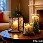 홈 인테리어 스타일링 클래스 - **Image Prompt 1: Cozy Holiday Living Room with Elegant Candles and Ornaments**
    A beautifully de...