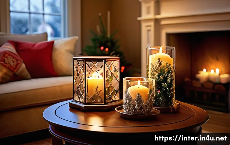 홈 인테리어 스타일링 클래스 - **Image Prompt 1: Cozy Holiday Living Room with Elegant Candles and Ornaments**
A beautifully de...